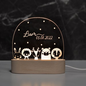 Lampada da notte arcobaleno personalizzata in acrilico, regalo per neonati, regalo di nascita, regalo di battesimo, cameretta per bambini, regalo di compleanno, lampada da comodino