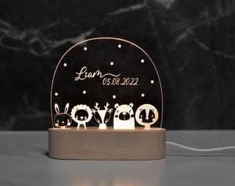 Personalized rainbow night lamp made of acrylic, baby gift birth, christening gift, children&#39;s room, birthday gift, bedside lamp