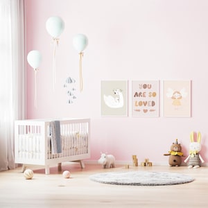 Juego de 3 carteles de pared para habitación infantil: carteles de afirmación, imágenes de aliento, decoración de habitación de bebé, regalo para nacimiento, bautismo, inscripción escolar