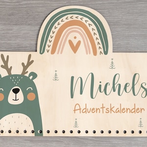 Personalisierter Adventskalender mit Name, Weihnachten, Adventskalender aus Holz, Advent, Jutesäckchen, Adventskalender zum befüllen, Kinder Nur Holzschild