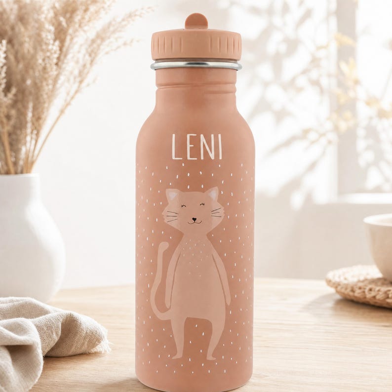 Trixie Trinkflasche Kinder mit Silikon-Verschluss und Trinköffnung, personalisiert mit Name