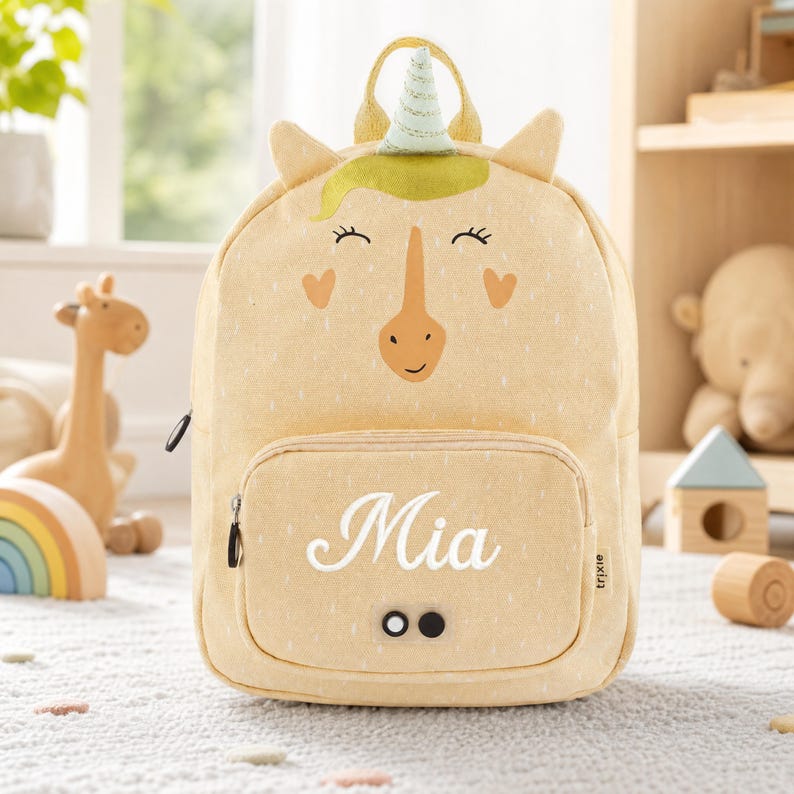 Einhorn Kinderrucksack personalisiert mit Name, Geschenk für Mädchen zum Kita-Start