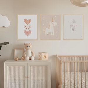 Kinderposter Einhorn 3er-Set – Affirmationsposter Kinderzimmer – Wandbilder Babyzimmer Deko & Wanddeko Kinder