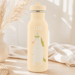 Edelstahl Kindertrinkflasche mit Drache-Motiv und Namensgravur, auslaufsicher für die Kita
