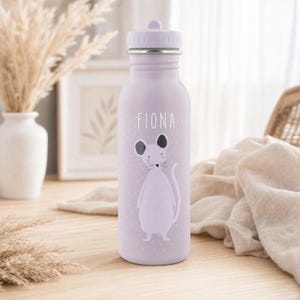 Auslaufsichere Kinder-Trinkflasche in 350 und 500 ml aus Edelstahl, personalisiert mit Name