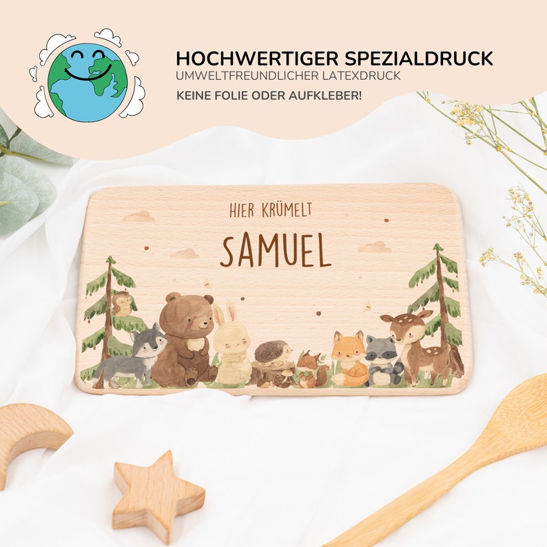 Personalized breakfast board for children ideal gift for a birth, baptism, birthday wooden board with name baby & children's room image 5