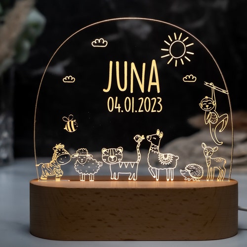 Personalized Acrylic Night Lamp Baby Gift Birth Christening Etsy