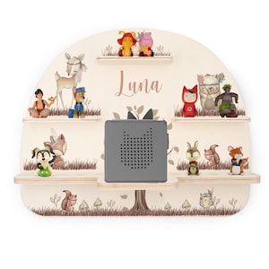 Tonieregal personalisiert mit Name für 22 Figuren & Toniebox aus Holz, Toniebox Regal, Regal für Toniebox, Kinderzimmer Deko, Baby Geschenk