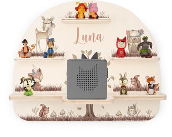 Tonie shelf personalized with name for 22 figures & Toniebox made of wood, Toniebox shelf, shelf for Toniebox, children&#39;s room decoration, baby gift