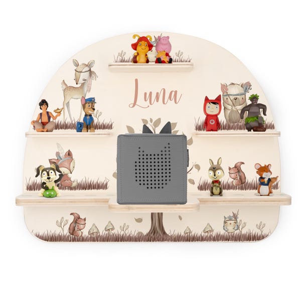 Estantería Tonie personalizada con nombre para 22 figuras y Toniebox de madera, estantería Toniebox, estantería para Toniebox, decoración habitación infantil, regalo bebé