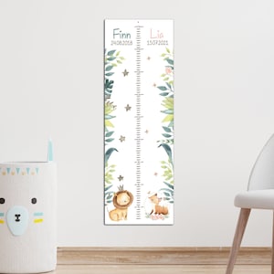 Broer/zus lengtemeter gepersonaliseerd 65 -150 cm van aluminium/hout voor kinderen, met naam & motief, doopcadeau, kinderkamer, verjaardag