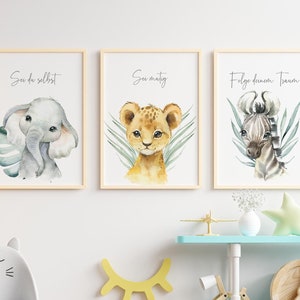 3pcs Bundle Animal Baby Poster Mural, Wall Design, Children's Room, Wall Decoration, Motovationsbilder, Poster, Mindset, Baby Room, Decoration, Christening Gift