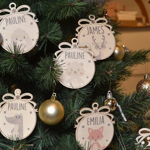 Wooden Christmas Balls with Names - Christmas Gift Tags-Personalized Gift-Christmas Tree Decoration-Christmas Decoration