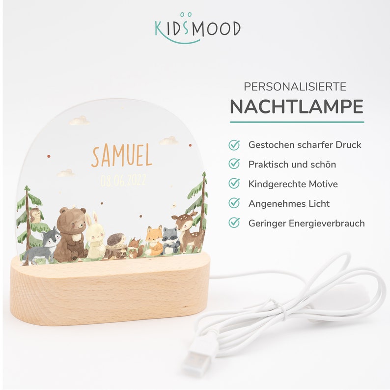 Lampada da notte arcobaleno personalizzata in acrilico, regalo nascita bambino, regalo battesimo, cameretta bambini, regalo compleanno, lampada da comodino immagine 8