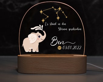 Personalisierte Sternzeichen Nachtlampe aus Acryl, Babygeschenk Geburt, Taufgeschenk, Kinderzimmer, Geburtstagsgeschenk, Nachttischlampe