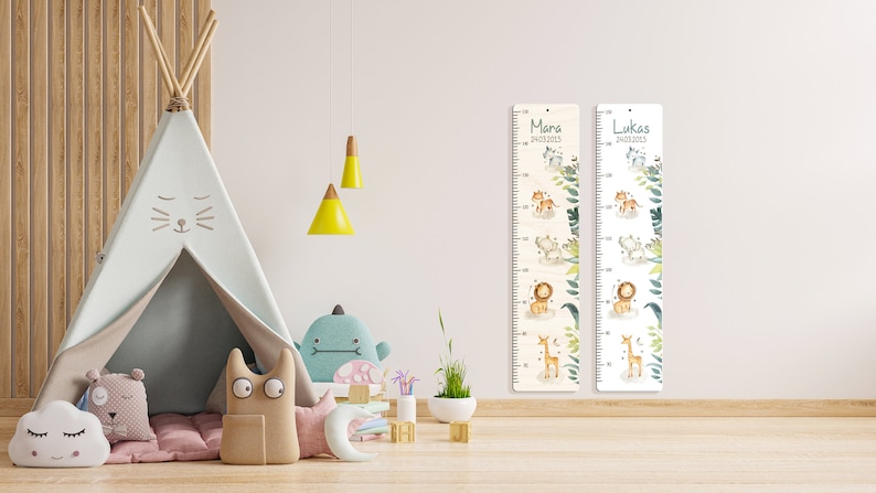 Messlatte personalisiert 65 150cm aus Holz, personalisiert mit Name und Motiv, Messleiste, Taufgeschenk, Kinderzimmer, Geburtstag Kidsmood Bild 4