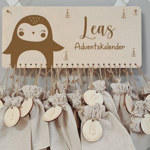 Personalized advent calendar with name, Christmas, advent calendar made of wood, advent, jute bags, advent calendar to fill, children