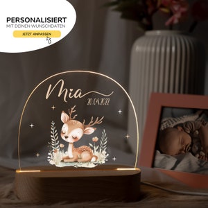 Gepersonaliseerde kinderkamer LED-lamp met naam, duurzaam echt hout, dimbaar nachtlampje, kraamcadeau geboorte, doopcadeau afbeelding 7