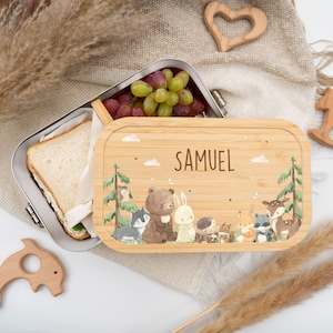 Boîte à lunch personnalisée pour enfants - Boîte à lunch en acier inoxydable avec nom, boîte à goûter pour bébés enfants, idéale pour la maternelle et l'école