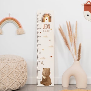 Messlatte personalisiert 65 -150cm aus Holz, personalisiert mit Name und Motiv, Messleiste, Taufgeschenk, Kinderzimmer, Geburtstag Kidsmood