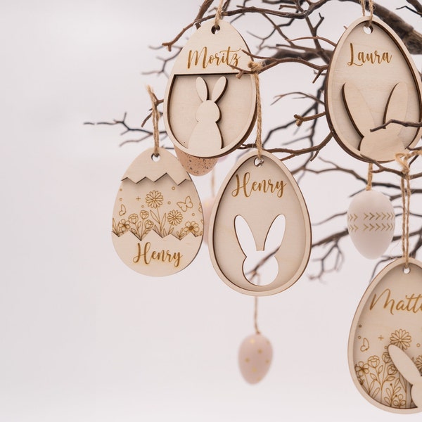 Décoration de Pâques personnalisée en bois | Cadeau de Pâques | Pendentif de Pâques avec nom | Pâques | Pendentif de Pâques | Pendentif en bois | Panier de Pâques | panier de Pâques