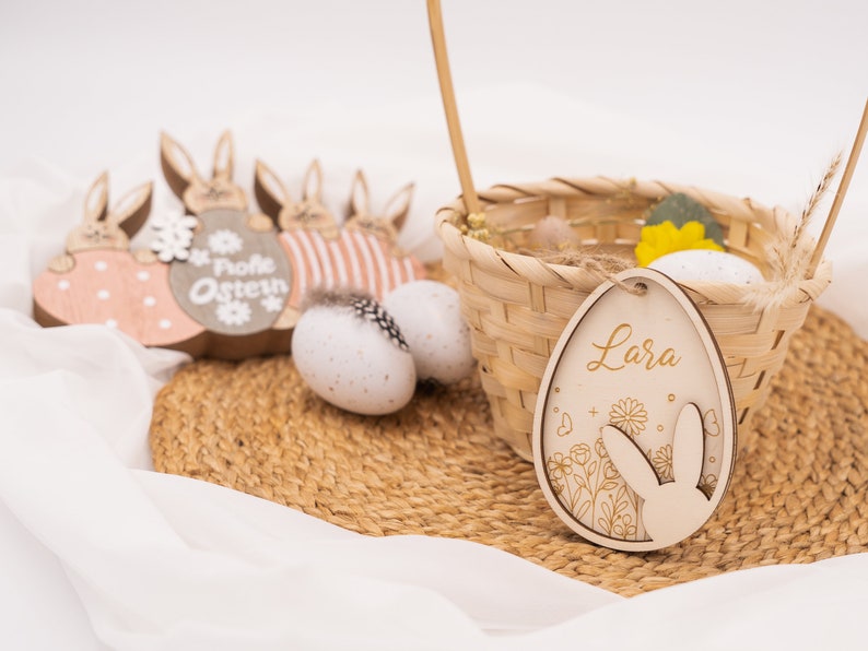 Easter decoration personalized made of wood Easter gift Easter pendant with name Easter Easter pendant Wooden pendant Easter basket Easter basket Muster 1