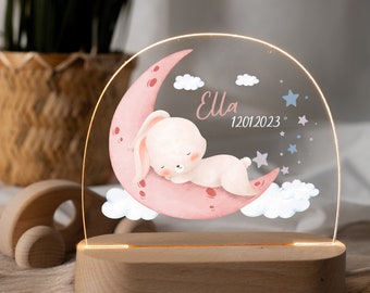 Personalized rainbow night lamp made of acrylic, baby gift for birth, christening gift, nursery gift, birthday gift, bedside lamp