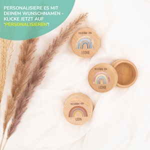 Milchzahndose personalisiert aus Holz mit Zahndose Zahnfee Münze, Zahndose für Milchzähne mit Namen, Geschenk zdjęcie 4