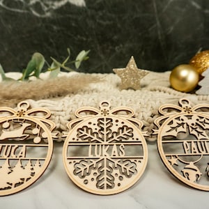 Weihnachtskugeln aus Holz mit Namen - Weihnachtsgeschenkanhänger-Personalisiertes Geschenk-Weihnachtsbaumdekoration-Weihnachtsdekoration