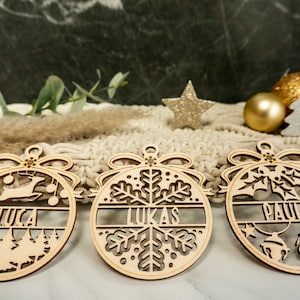 Wooden Christmas Balls with Names - Christmas Gift Tags-Personalized Gift-Christmas Tree Decoration-Christmas Decoration