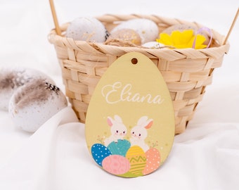 Décoration de Pâques en bois personnalisée | Cadeau de Pâques | Pendentif de Pâques avec nom | Pâques | Pendentif de Pâques | Pendentif en bois | Nid de Pâques | Panier de Pâques