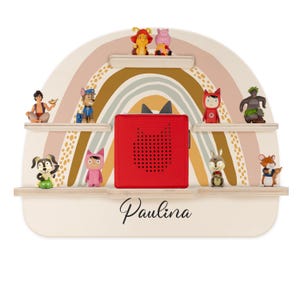 Tonieregal personalisiert mit Name für 22 Figuren & Toniebox aus Holz, Toniebox Regal, Regal für Toniebox, Kinderzimmer Deko, Baby Geschenk