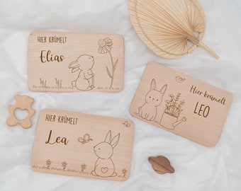 Tabla de desayuno personalizada para niños - regalo ideal para nacimiento, bautismo, cumpleaños - tabla de madera con nombre para habitación de bebé y niños