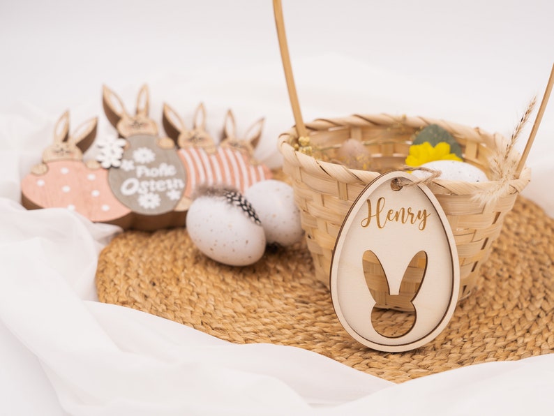 Easter decoration personalized made of wood Easter gift Easter pendant with name Easter Easter pendant Wooden pendant Easter basket Easter basket image 6