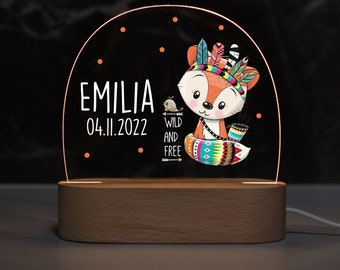 Personalisierte Regenbogen Nachtlampe aus Acryl, Babygeschenk Geburt, Taufgeschenk, Kinderzimmer, Geburtstagsgeschenk, Nachttischlampe