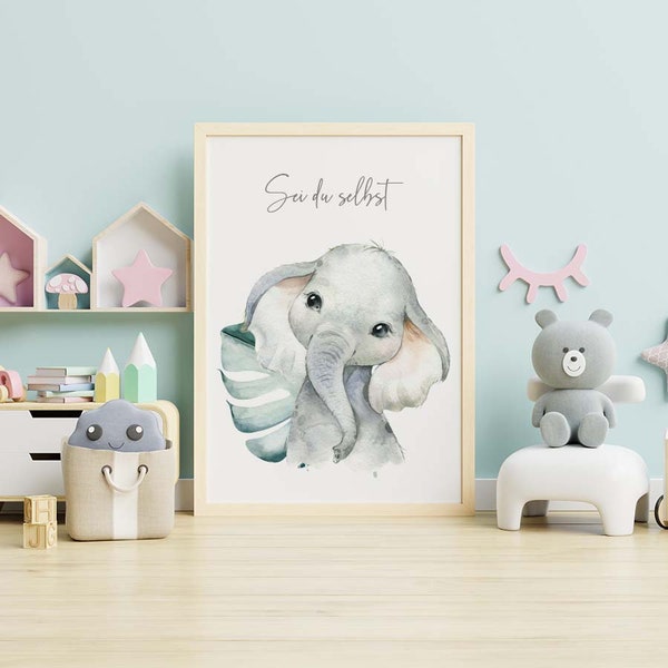 Baby Elefant Poster, Wanddeko, Raumgestaltung, Kinderzimmer, Wandposter, Bilder, Babyposter, Wandbild, Wandgestaltung