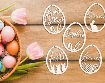 Décoration de Pâques en bois personnalisée | Cadeau de Pâques | Pendentif de Pâques avec nom | Pâques | Pendentif de Pâques | Pendentif en bois | Nid de Pâques | Panier de Pâques