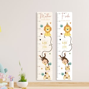 Gepersonaliseerde meetlat 65 -150 cm van aluminium/hout voor kinderen, met naam en motief, meetlat, doopcadeau, kinderkamer, verjaardag