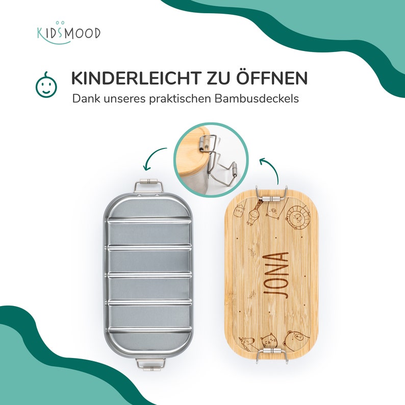 Brotdose personalisiert, Brotdose Kinder, Brotdose, Kidsmood, Brotdose Edelstahl, Lunchbox, Kinder, Baby Personalisierte Lunchbox für Kinder Bild 6