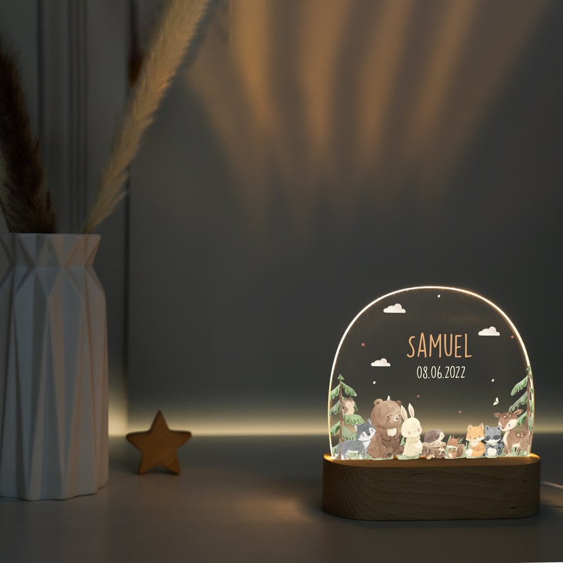 Lampe de nuit arc-en-ciel personnalisée en acrylique, cadeau bébé naissance, cadeau baptême, chambre d'enfant, cadeau anniversaire, lampe de chevet image 2