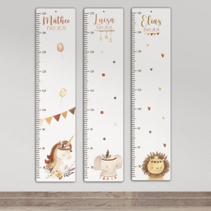 Measuring bar personalized 65 -150 cm made of aluminum/wood for children, with name and motif, measuring bar, christening gift, children's room, birthday