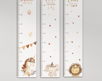 Gepersonaliseerde meetlat 65 -150 cm van aluminium/hout voor kinderen, met naam en motief, meetlat, doopcadeau, kinderkamer, verjaardag