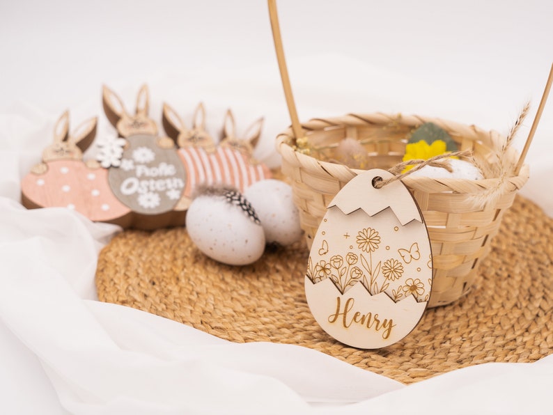 Easter decoration personalized made of wood Easter gift Easter pendant with name Easter Easter pendant Wooden pendant Easter basket Easter basket Muster 5