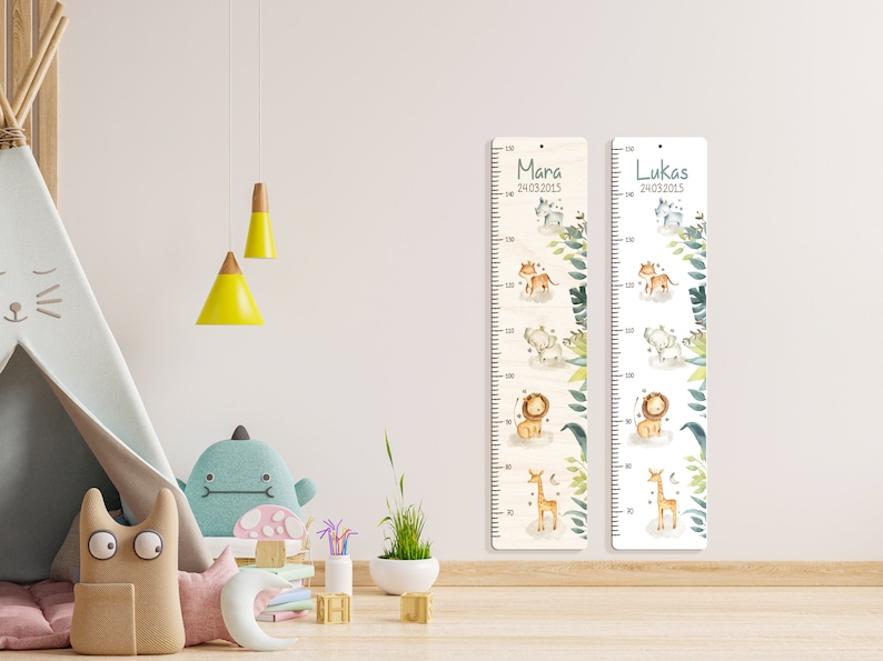 Tige à mesurer personnalisée 65 150 cm en bois, personnalisée avec nom et motif, toise à mesurer, cadeau de baptême, chambre d'enfant, anniversaire Kidsmood image 3