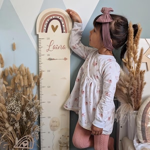 Cervo misuratore personalizzato 65-150 cm in composito di alluminio/legno per bambini, con nome e motivo, asta di misurazione, regalo di battesimo, cameretta dei bambini, compleanno