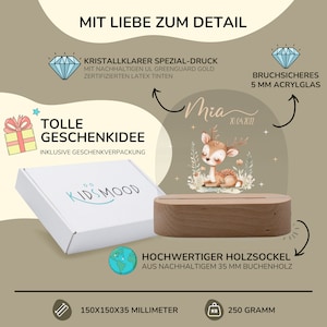 Personalisierte Kinderzimmer LED-Lampe mit Namen, Nachhaltige Echtholz, Dimmbares Nachtlicht, Babygeschenk Geburt, Taufgeschenk Bild 4