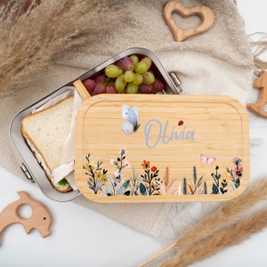 Boîte à lunch personnalisée pour enfants - Boîte à lunch en acier inoxydable avec nom, boîte à goûter pour bébés enfants, idéale pour la maternelle et l'école