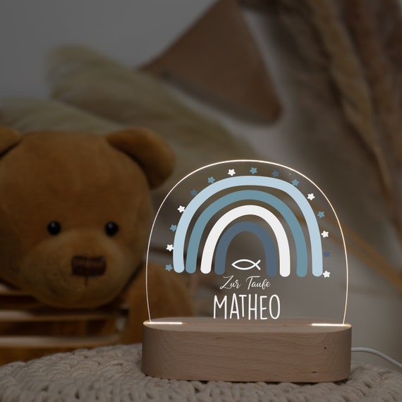Personalisierte Regenbogen Nachtlampe aus Acryl, Babygeschenk Geburt, Taufgeschenk, Kinderzimmer, Geburtstagsgeschenk, Nachttischlampe