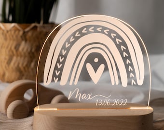 Personalized rainbow night lamp made of acrylic, baby gift birth, christening gift, children&#39;s room, birthday gift, night light with name