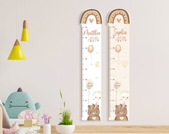 Tige à mesurer personnalisée 65 -150 cm en bois pour enfants, avec nom et motif, toise à mesurer, cadeau de baptême, chambre d'enfant, anniversaire Kidsmood